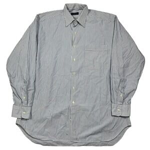 VTG Gitman Bros Blue White Striped Dress Shirt 16.5 34 Mens Cotton